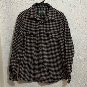 Vintage American Eagle Outfitters Navy and Tan Checkered Shirt